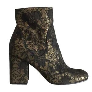 Marc Fisher Gold Black Lace Ankle Boot